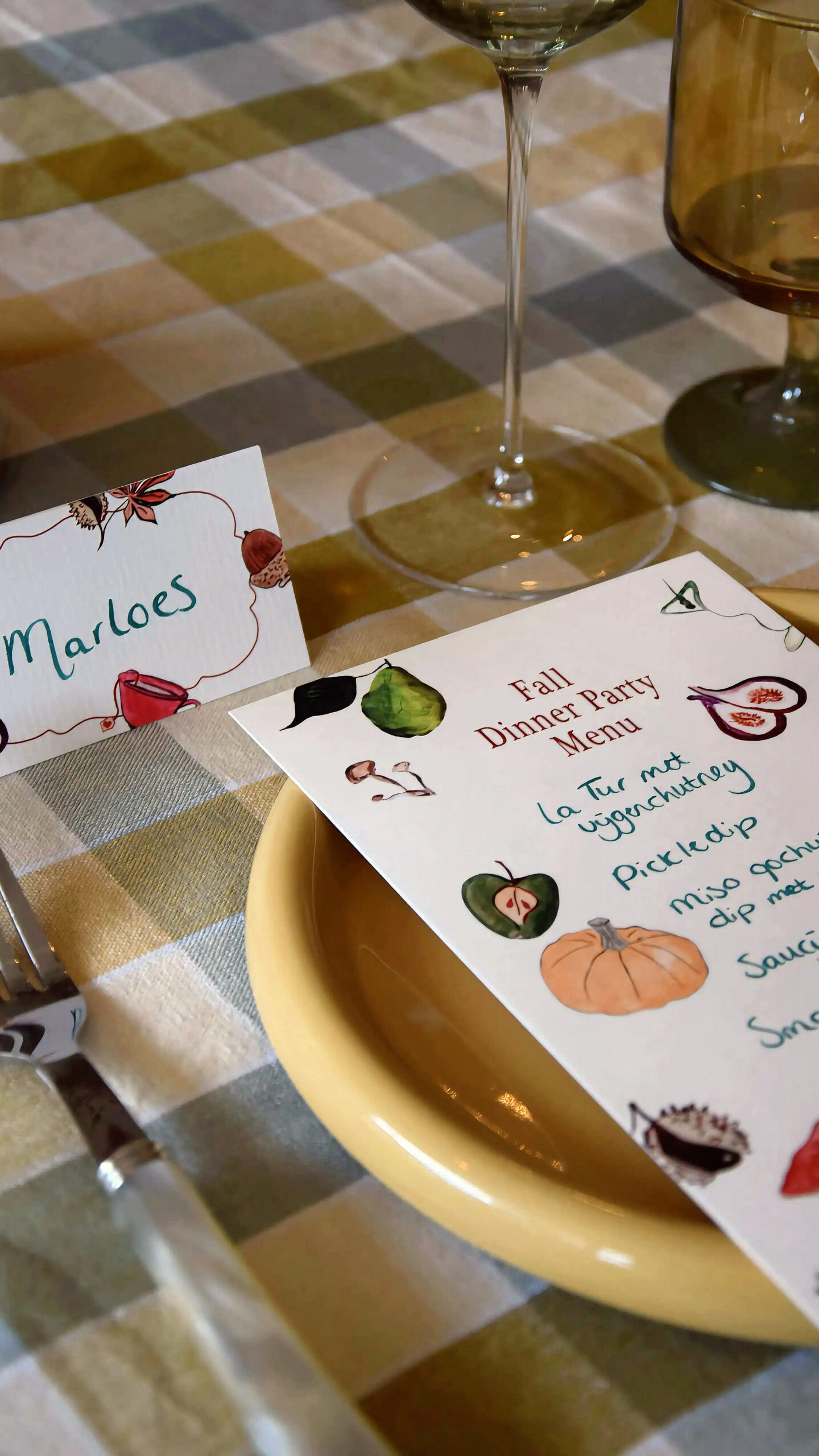 Fall menu + naamkaartje set