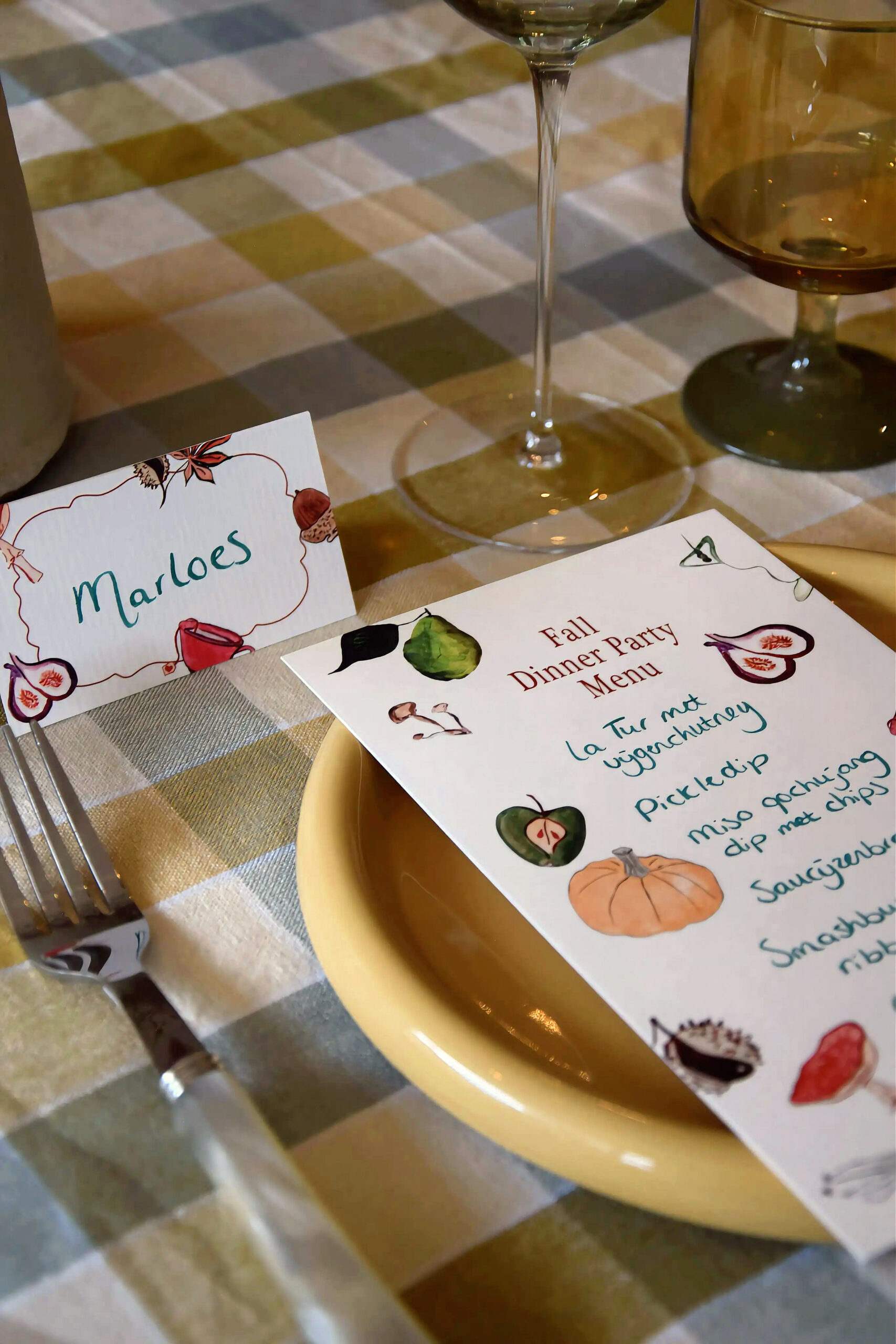 Fall menu + naamkaartje set